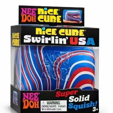Red, White, & Blue USA Swirl Squishy Ice Cube - Ready to ship