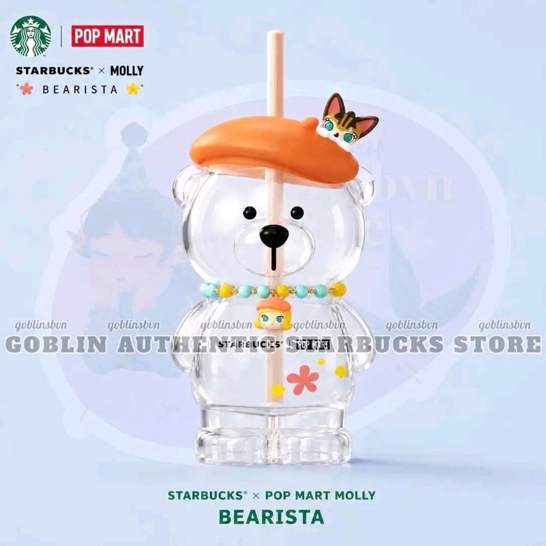 AUTHENTIC Starbucks Popmart Molly Collab Bearista Bear Glass Cup - PREORDER - ETA IS late AUGUST