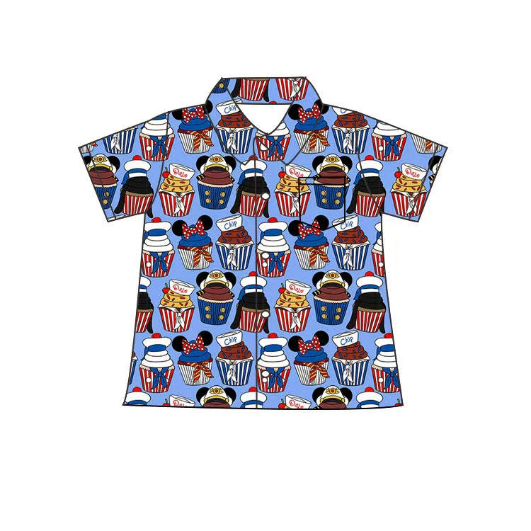 Cruise Cupcakes Button Down kid's Shirt- PREORDER - 4 to 6 Weeks