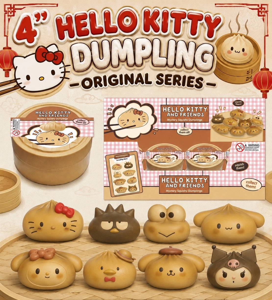 Authentic Sanrio Hello Kitty and Friends Mystery Squishy Dumpling Original Collection Fidget Toy- Preorder  - October