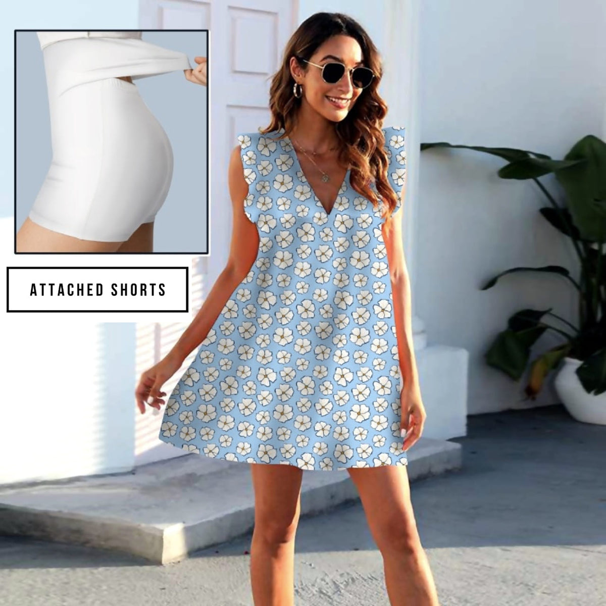 Daisies Pocket Dress with Shorts