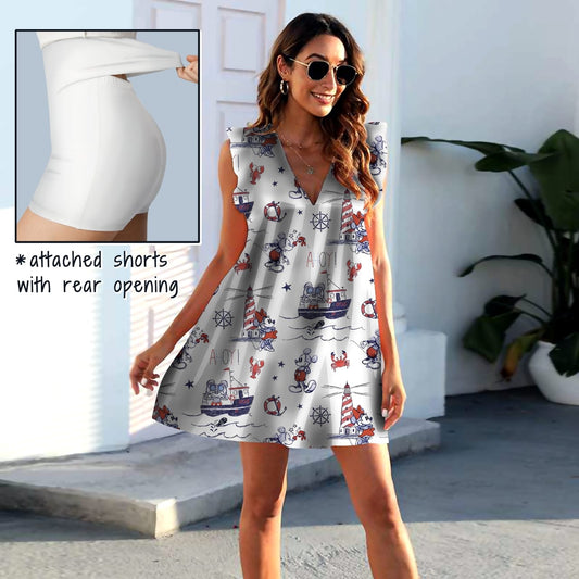 Nautical Mice Pocket Dress with Shorts