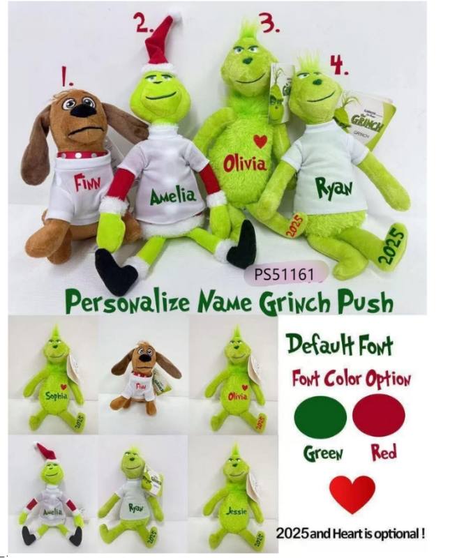 Personalized Grinch Dolls - Last day to order before Christmas arrival - Nov. 24th
