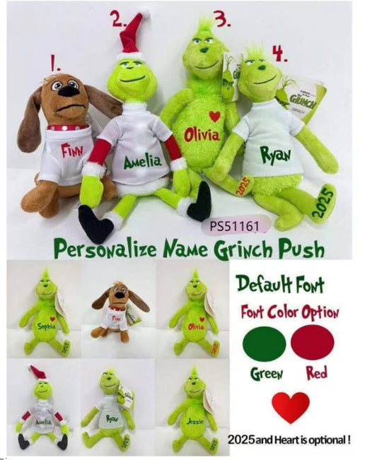 Personalized Grinch Dolls - Last day to order before Christmas arrival - Nov. 24th