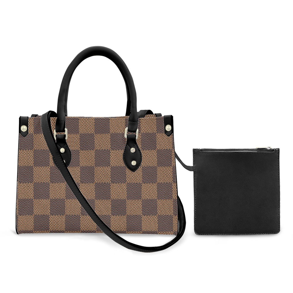 Brown Checkered Crossbody Purse