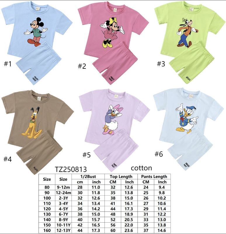 Disney Fab Five Character T-Shirt & Short Sets