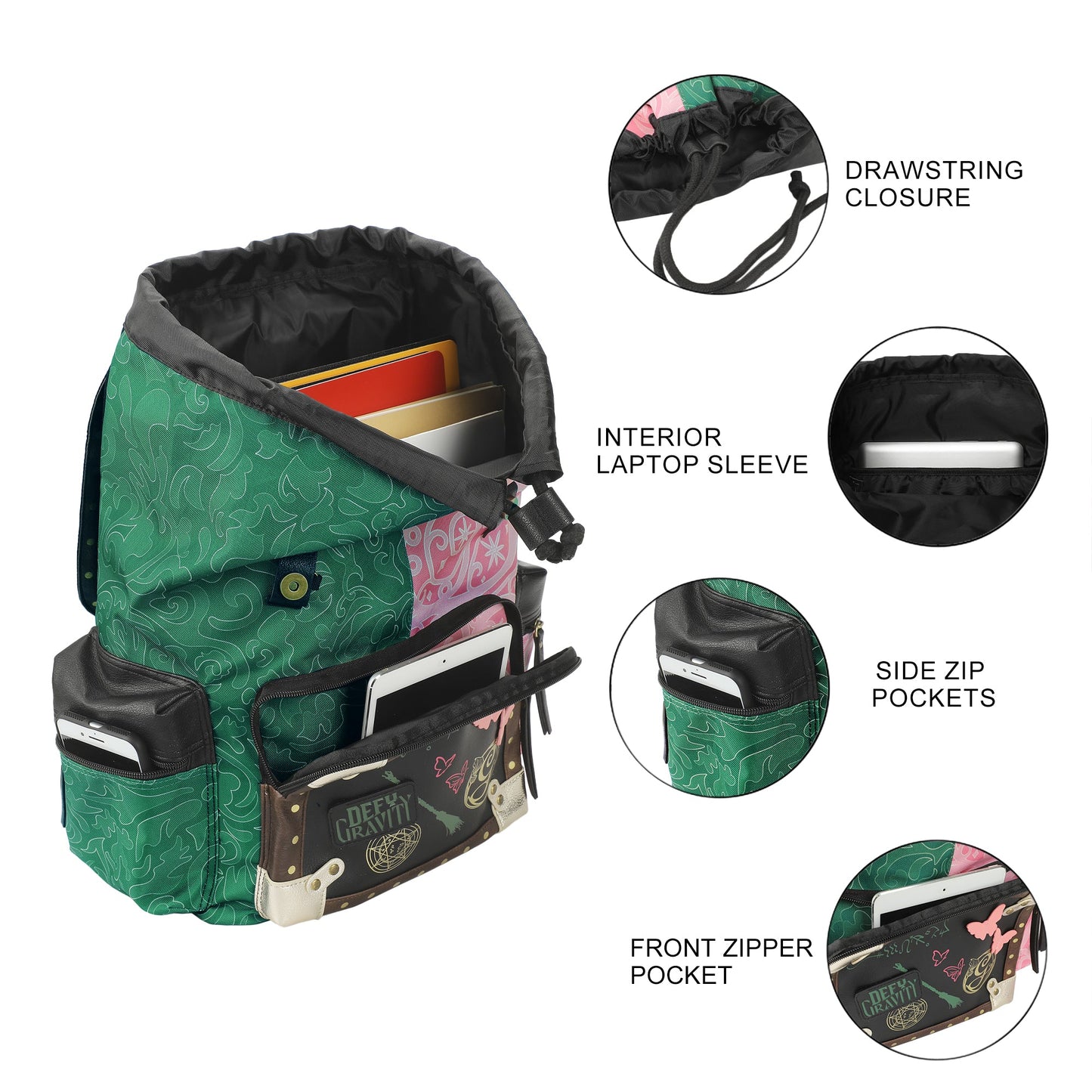 Wicked Magical Icons Spilt 18" Pink & Green Backpack