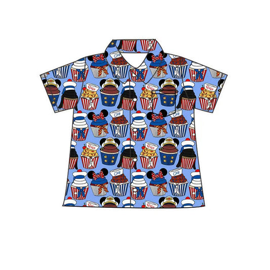 Cruise Cupcakes Button Down kid's Shirt- PREORDER -  4 to 6 Weeks