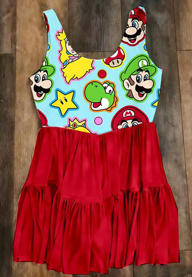 Adult Mario Party Mesh Dress w/ Shorts Underneath -Ready to ship