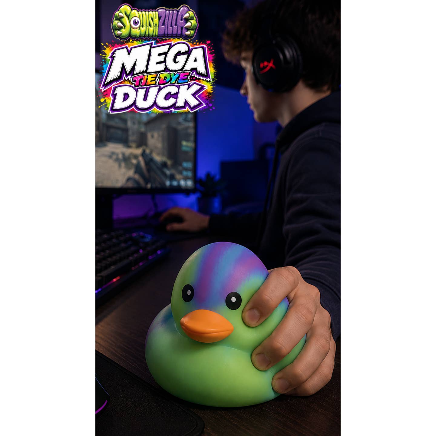 Fun Doh Mega 5" Squishy Tie Dye Duck Toy - Preorder - ETA October