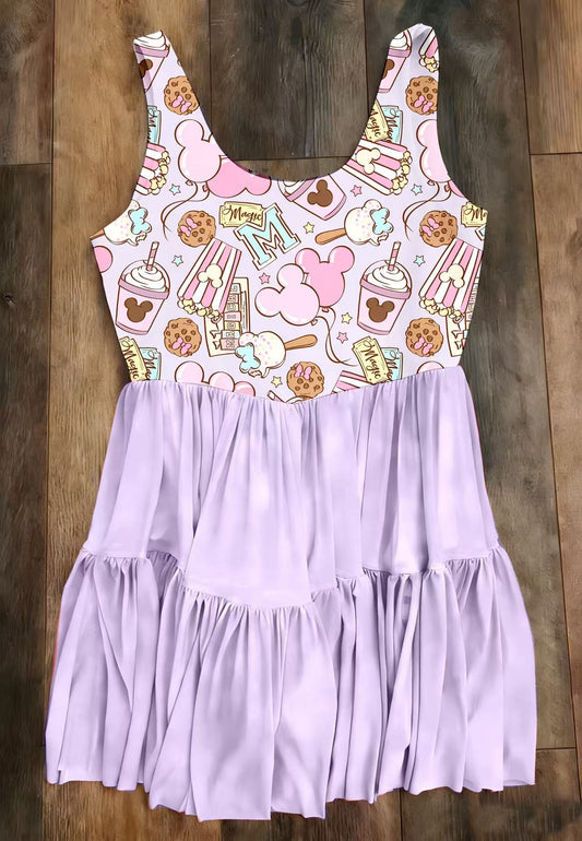 Adult Mouse Snacks Purple Mesh Dress w/ Shorts Underneath Preorder