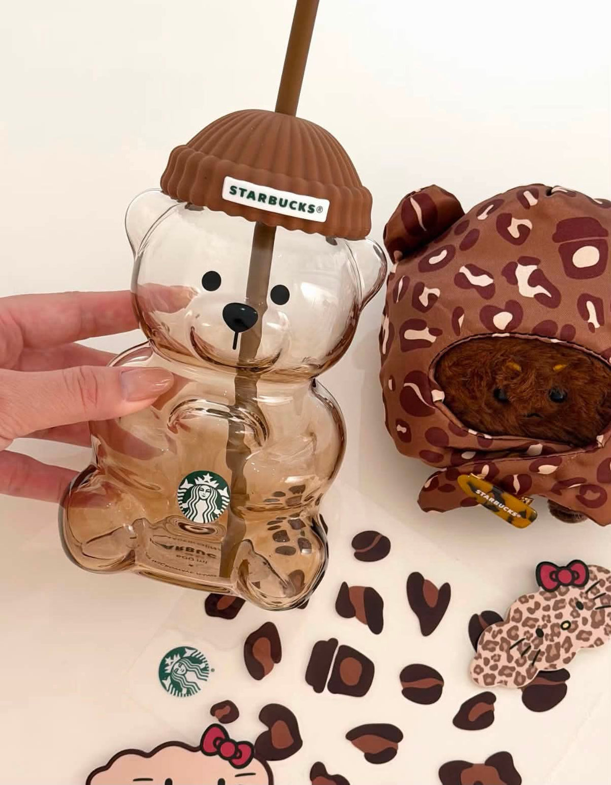 Starbucks China Leopard Bear Glass Cup  - AUTHENTIC - Preorder