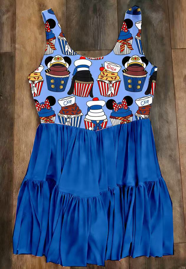 Adult Cruise Cupcakes Mesh Dress w/ Shorts Underneath