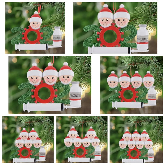 2021 Personalized Covid Vaccine Christmas Ornament - Made of Resin clay(Not Plastic, Not Bendable, Not Cheap quality PVC material).