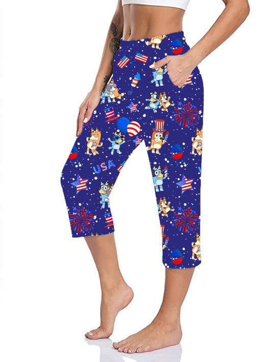 Red, White & Bluey Capri JOGGER Pants